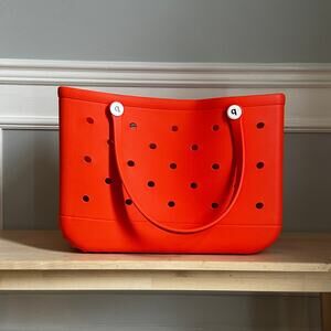 Large Orange Rubber Tote